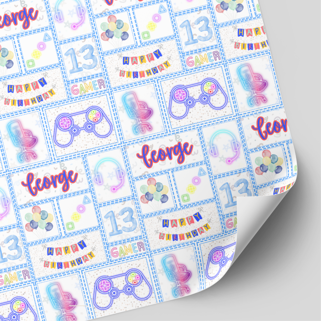 Gamer Birthday Wrapping Paper | Teenager Birthday Gift Wrap