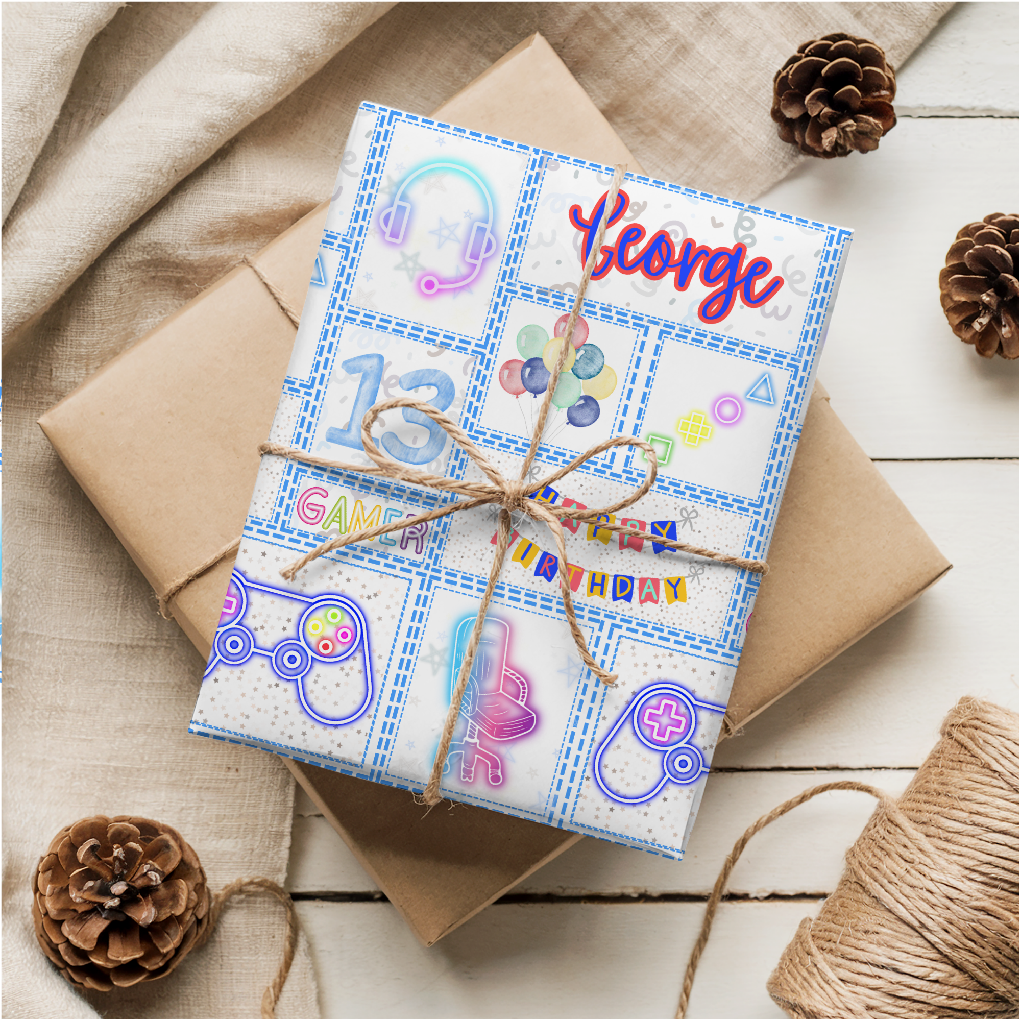 Gamer Birthday Wrapping Paper | Teenager Birthday Gift Wrap