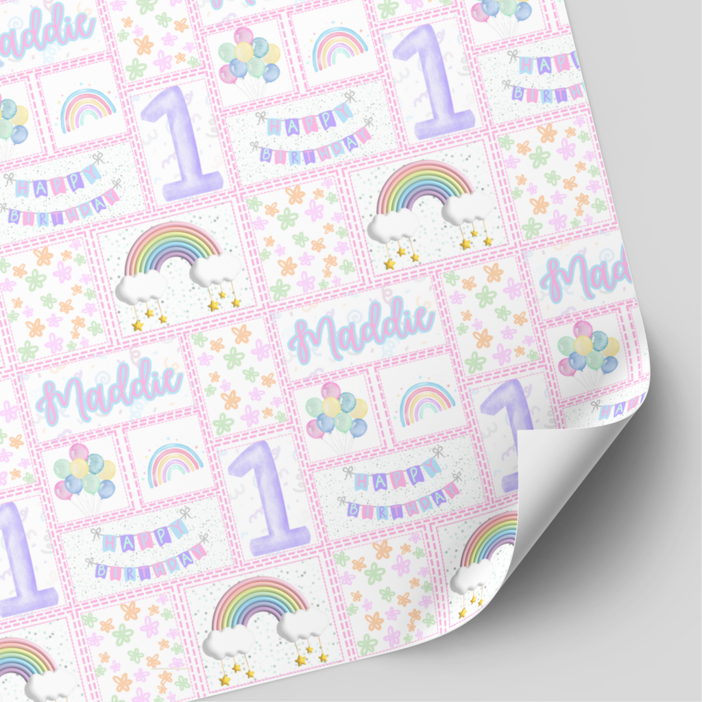 Pastel Rainbow Birthday Wrapping Paper