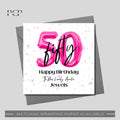 50th Birthday Card: Pink Balloon Design