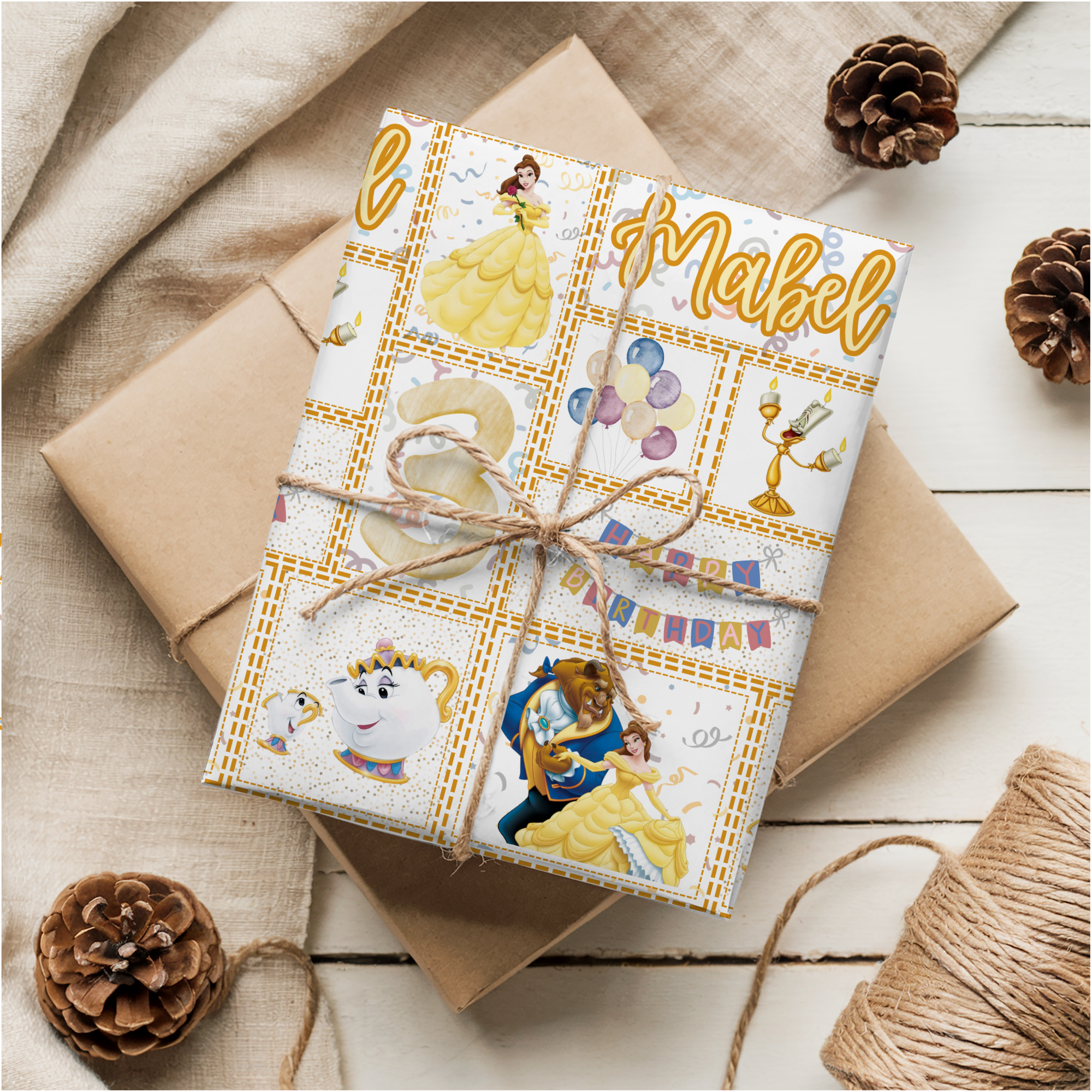 Beauty & The Beast Birthday Wrapping Paper