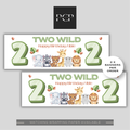 TWO Wild Animal Birthday Banner