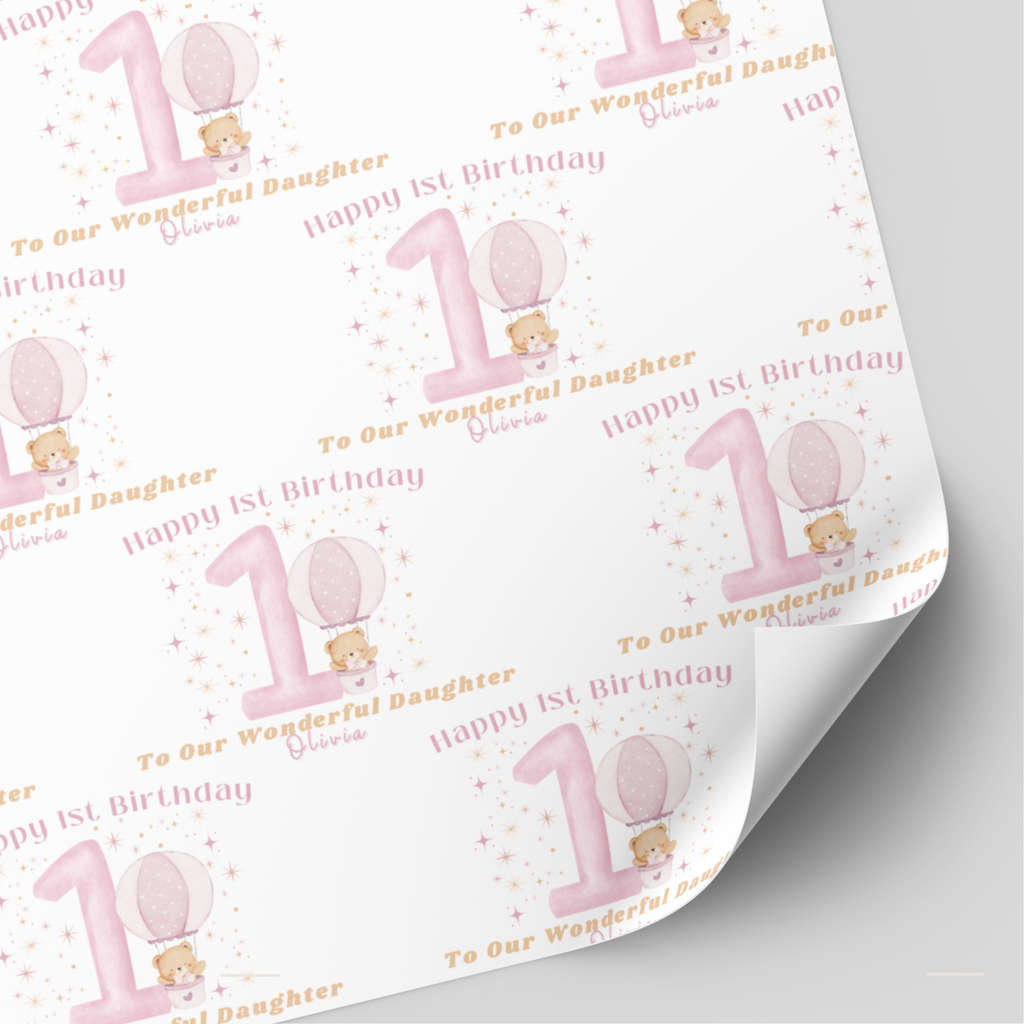 Girls 1st Birthday Wrapping Paper