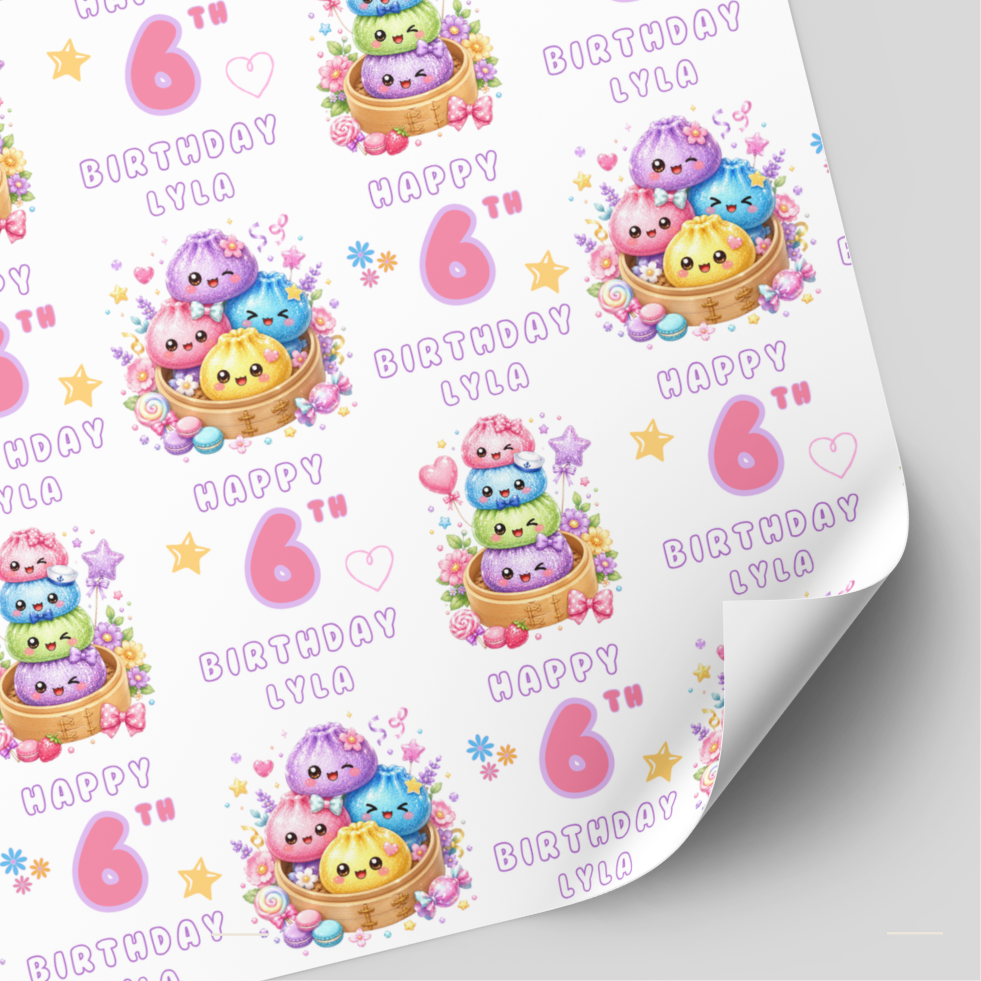 Dumpling Squishy Birthday Wrapping Paper
