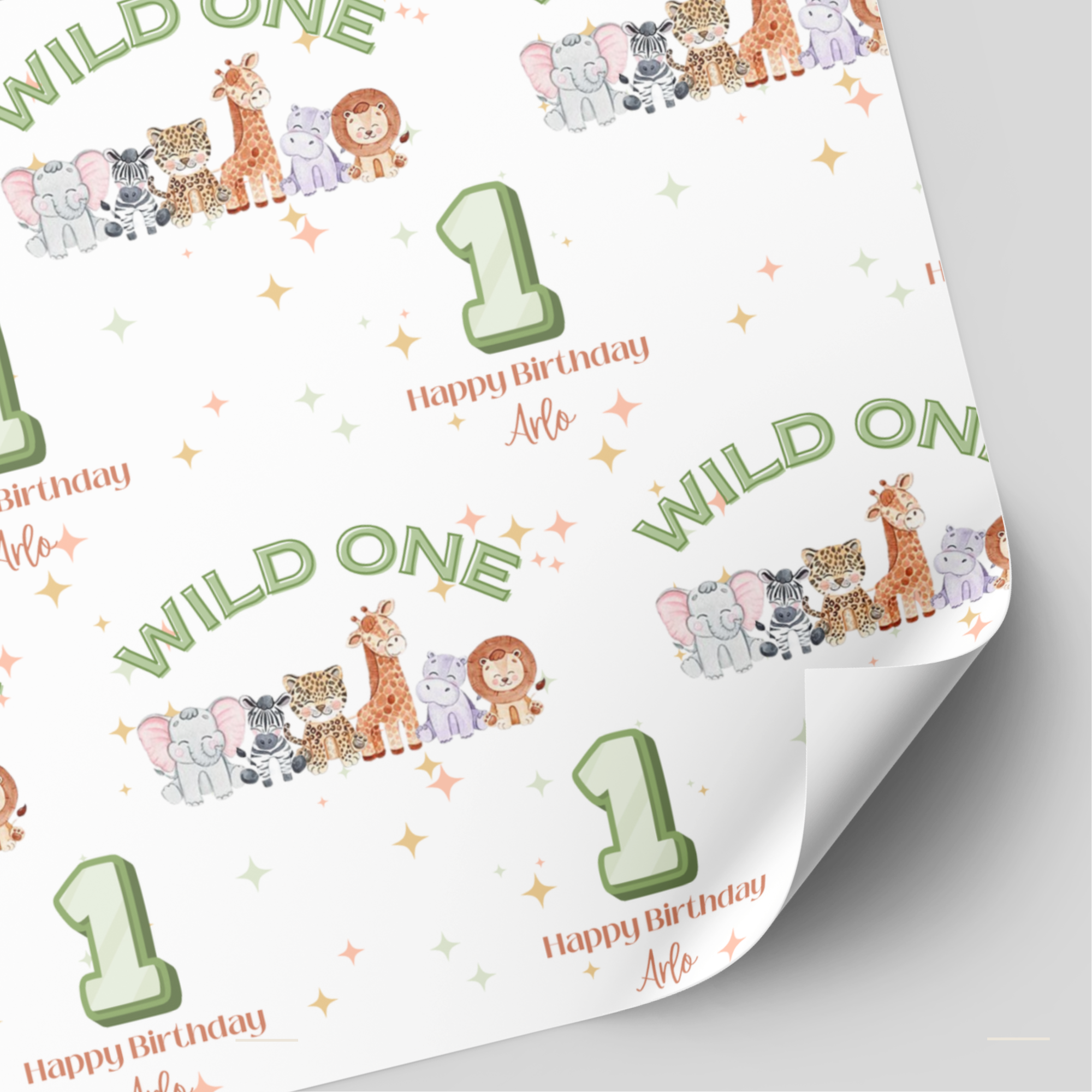 Wild One Animal Birthday Wrapping Paper | 1st Birthday Gift Wrap