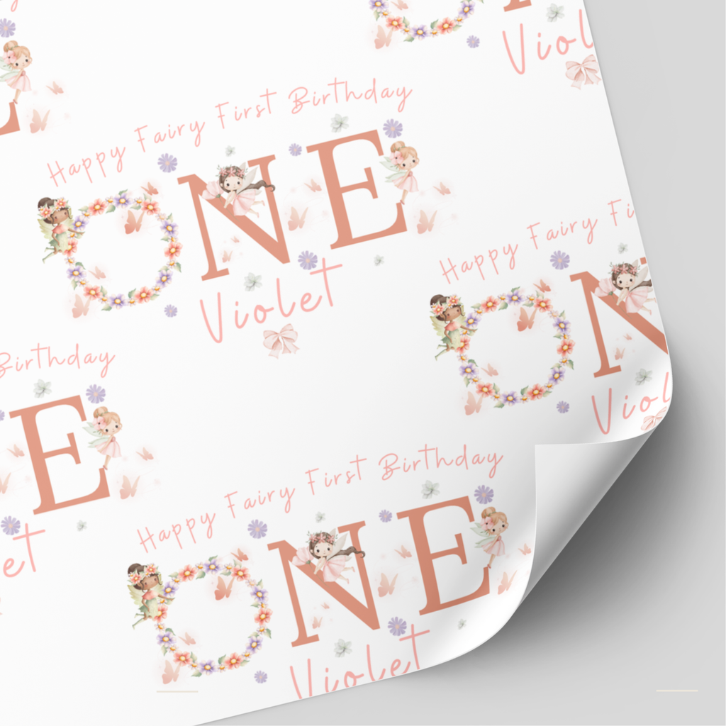 Fairy 1st Birthday Wrapping Paper | 1st Birthday Gift Wrap