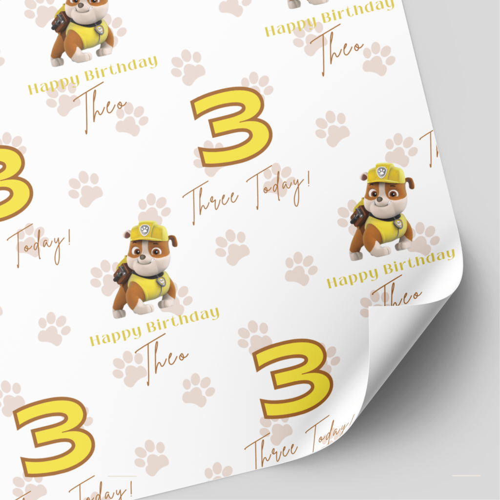 Rubble Birthday Wrapping Paper | Paw Patrol Paper