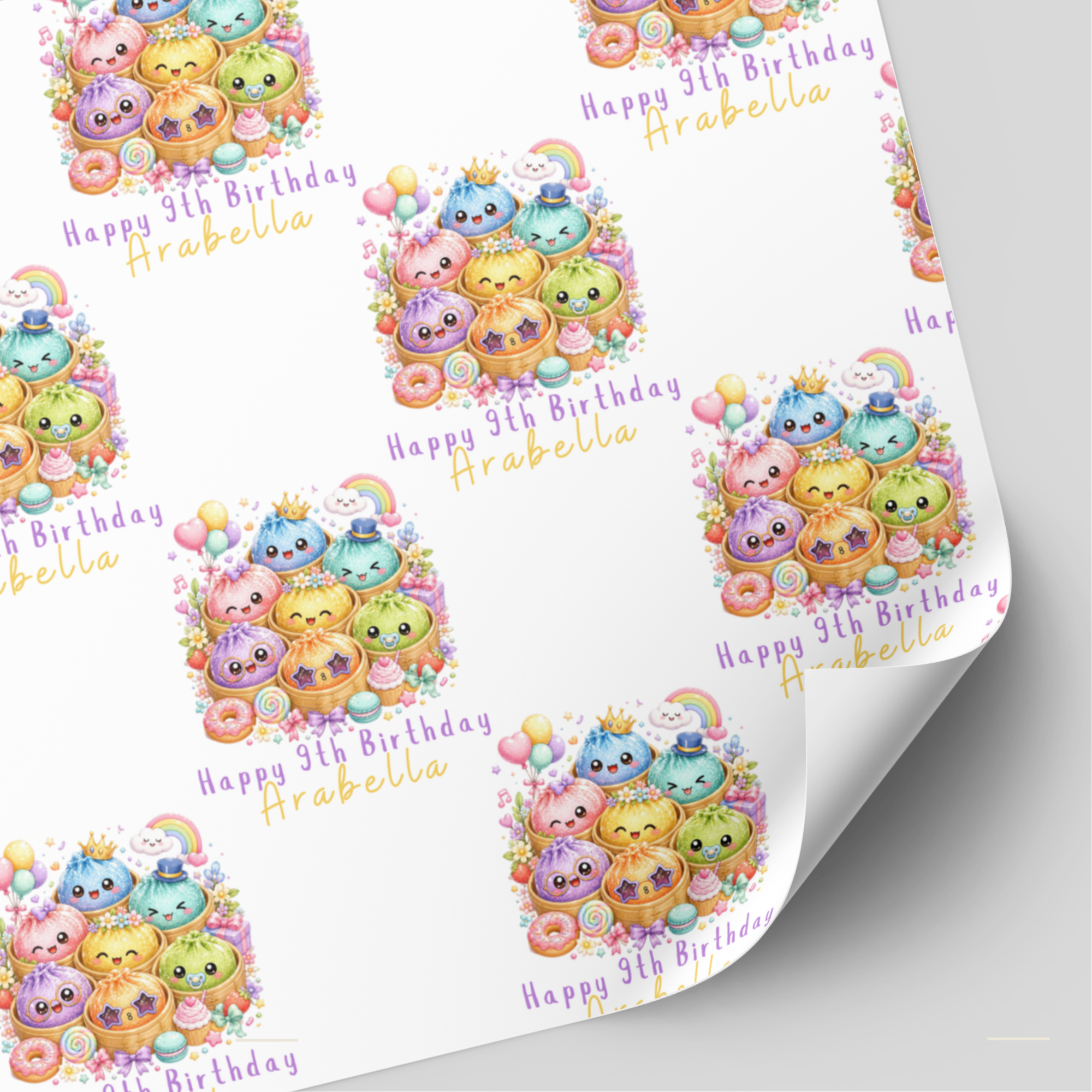 Dumpling Squishy Birthday Wrapping Paper | Design 2