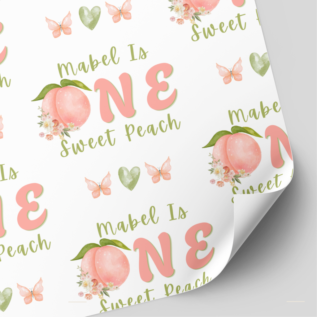 One Sweet Peach Birthday Wrapping Paper