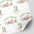 Two Wild Animal Birthday Wrapping Paper | 2nd Birthday Gift Wrap
