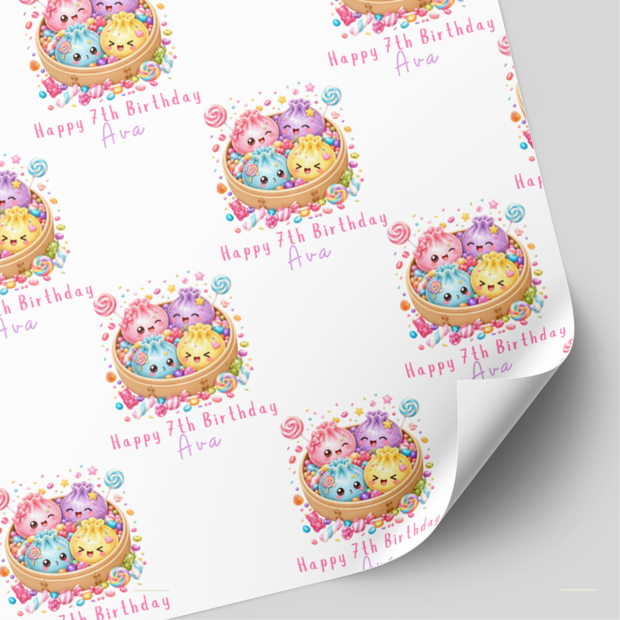 Dumpling Squishy Birthday Wrapping Paper | Design 1