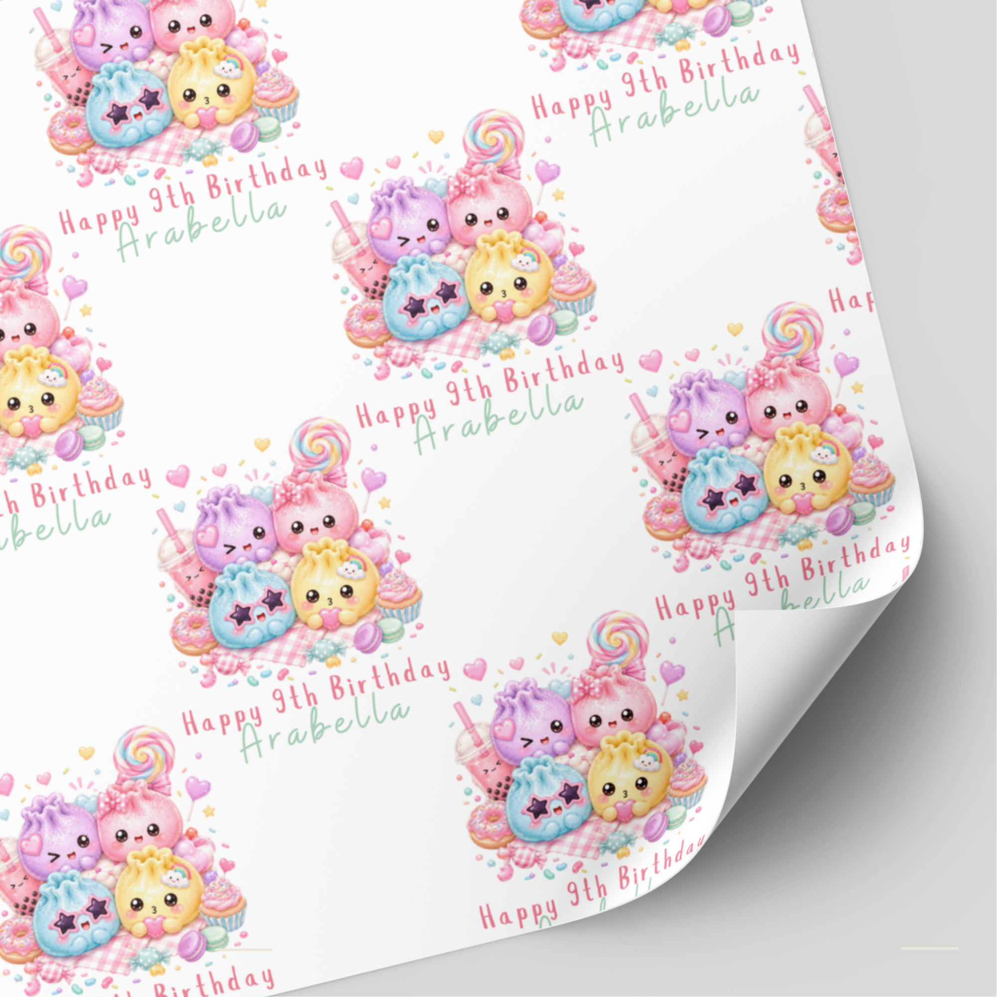 Dumpling Squishy Birthday Wrapping Paper | Design 3