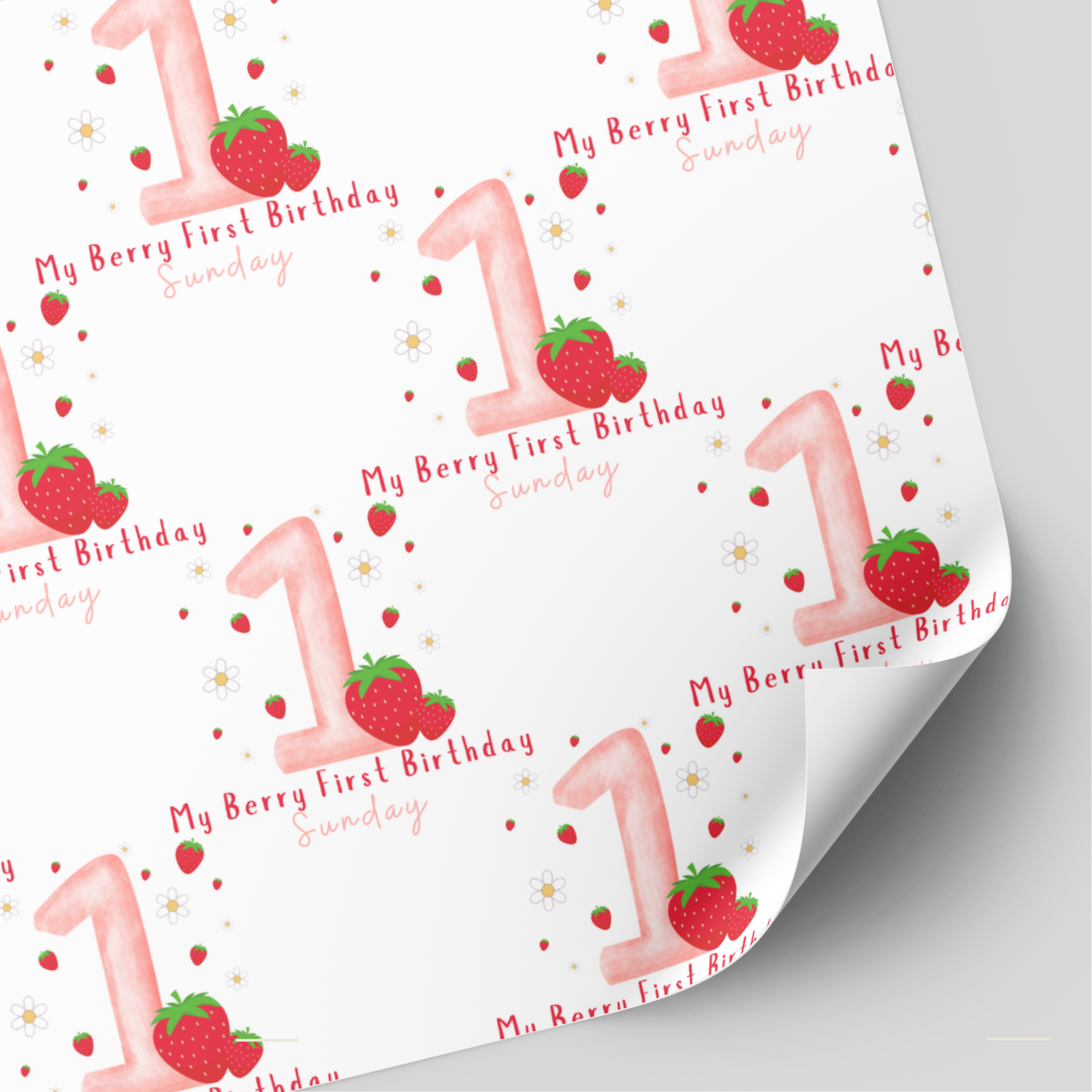 Berry 1st Birthday Wrapping Paper | 1st Birthday Gift Wrap