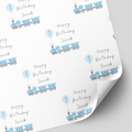 Blue Train Birthday Wrapping Paper
