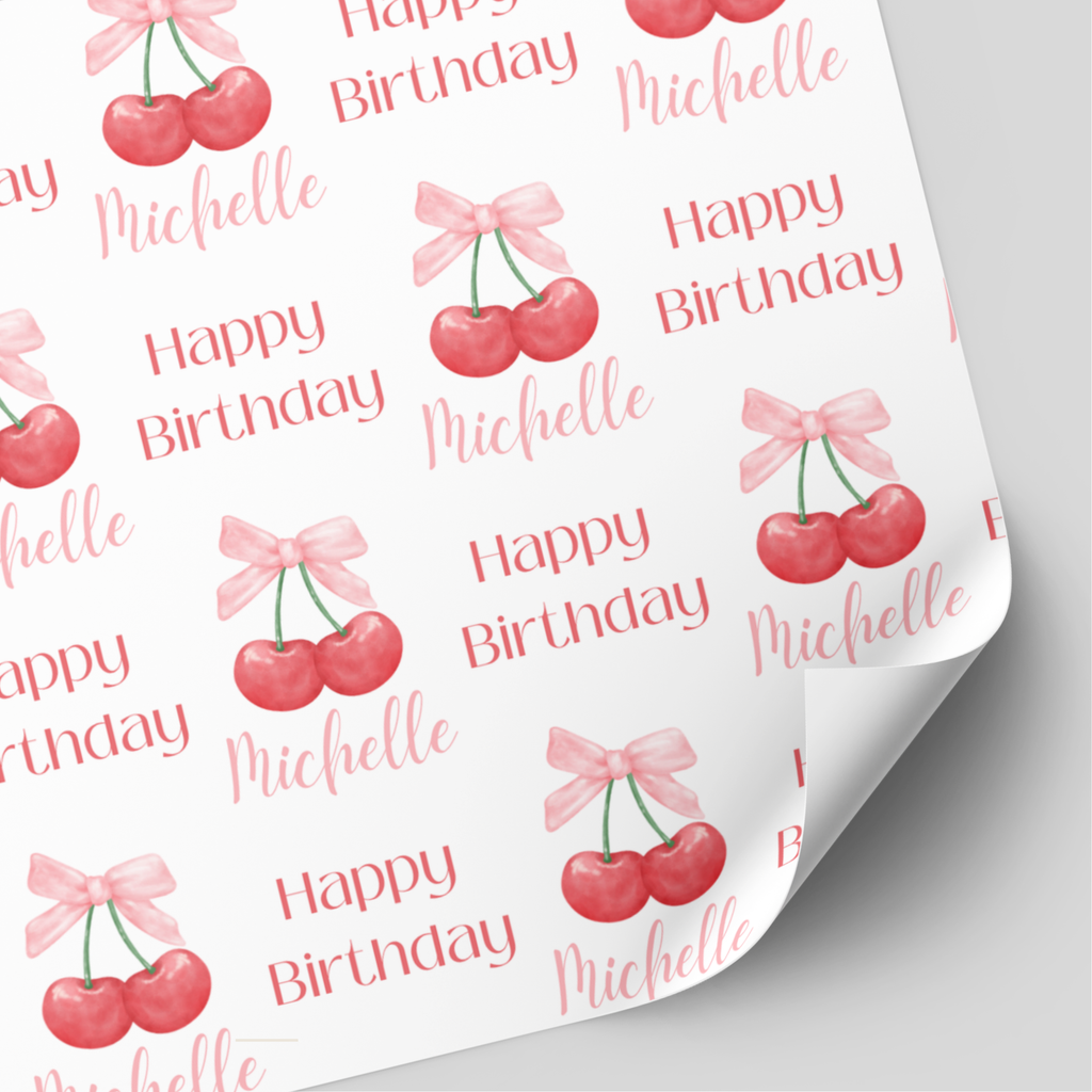 Cherry & Bow Birthday Wrapping Paper