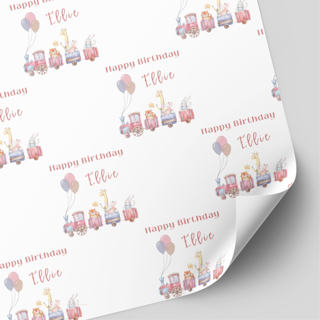 Girly Train Birthday Wrapping Paper