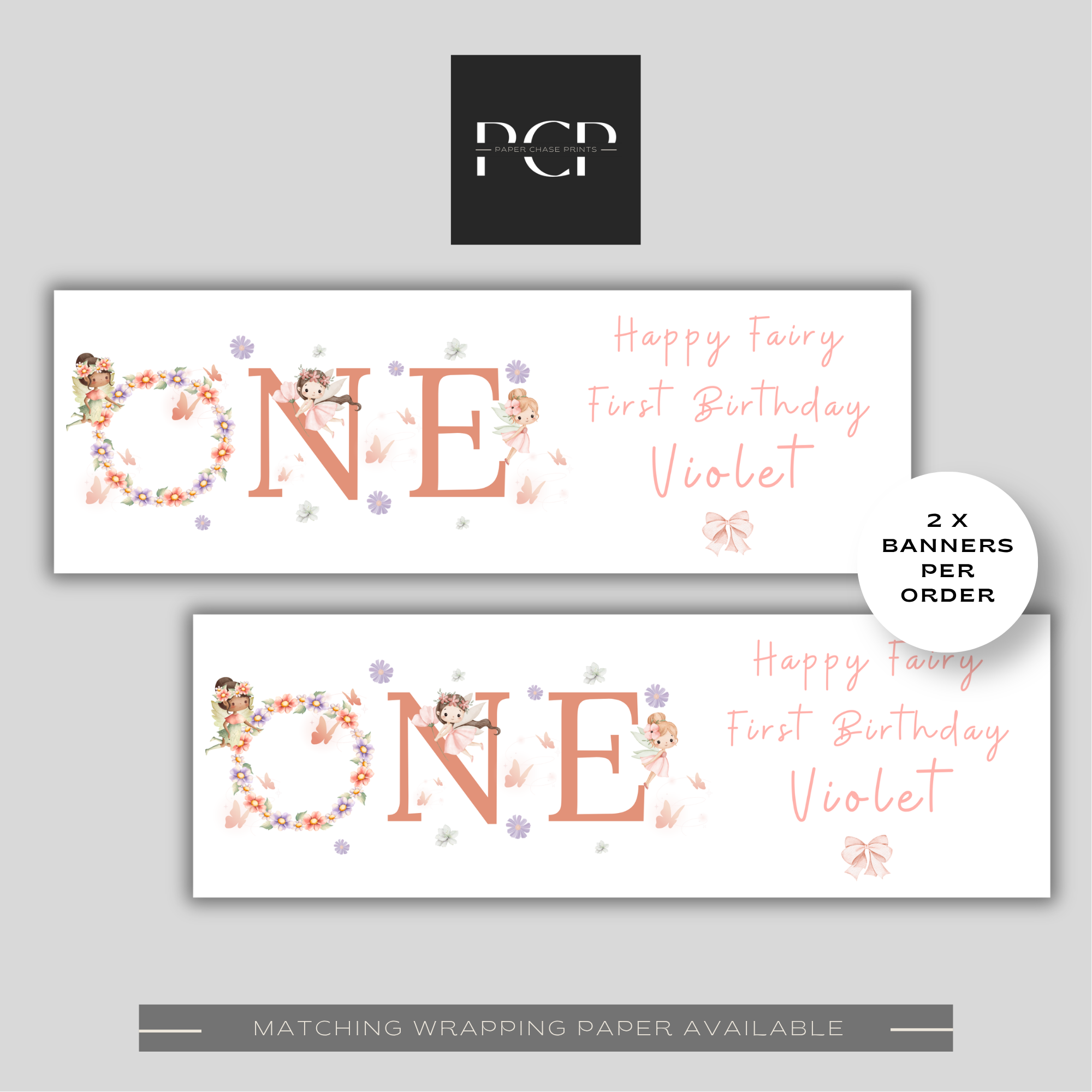 Fairy 1st Birthday Banner