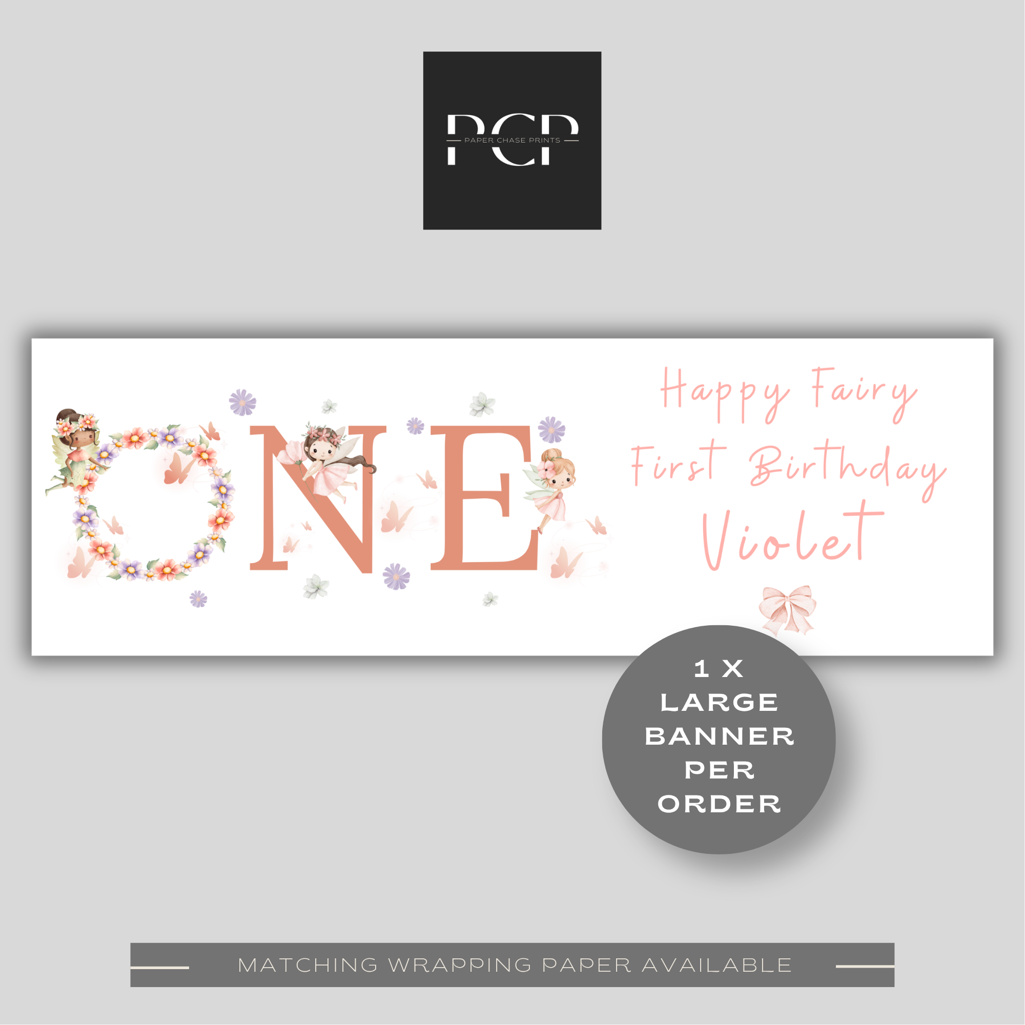 Fairy 1st Birthday Banner