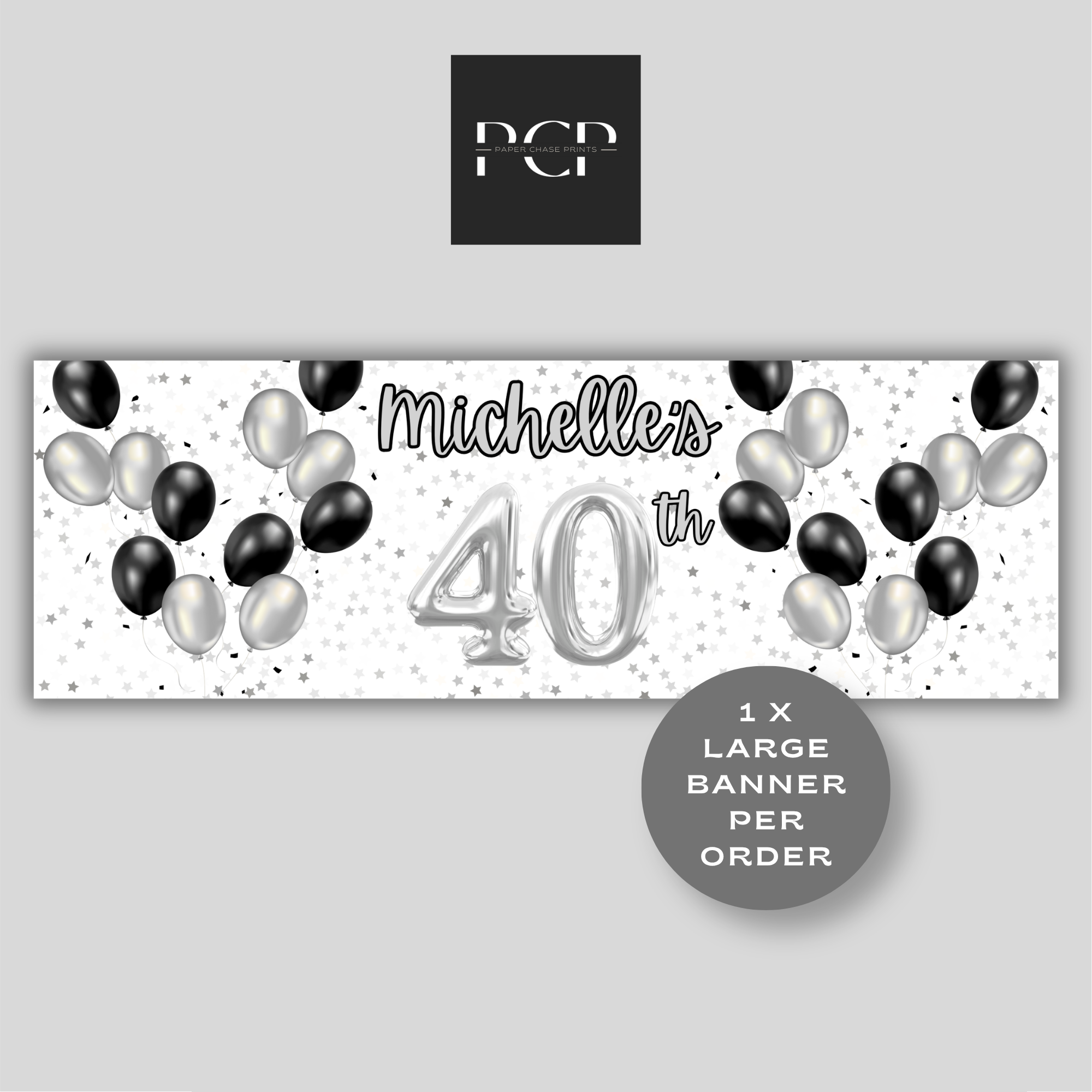 Black & Silver Balloon Birthday Banner