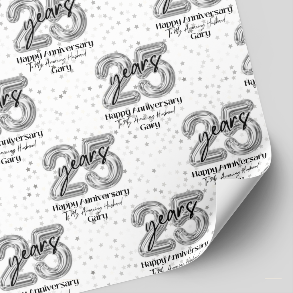 Silver 25th Wedding Anniversary Wrapping Paper