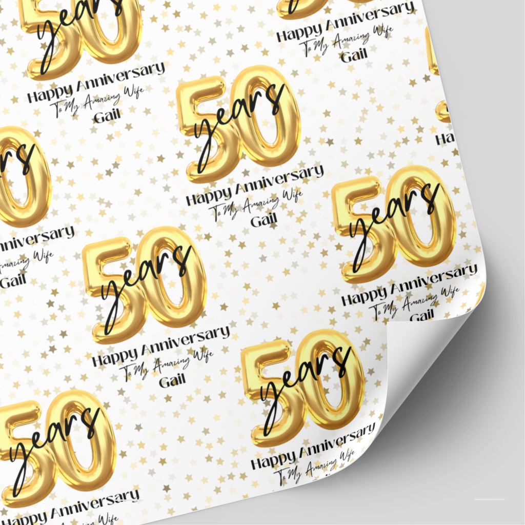 Gold 50th Wedding Anniversary Wrapping Paper