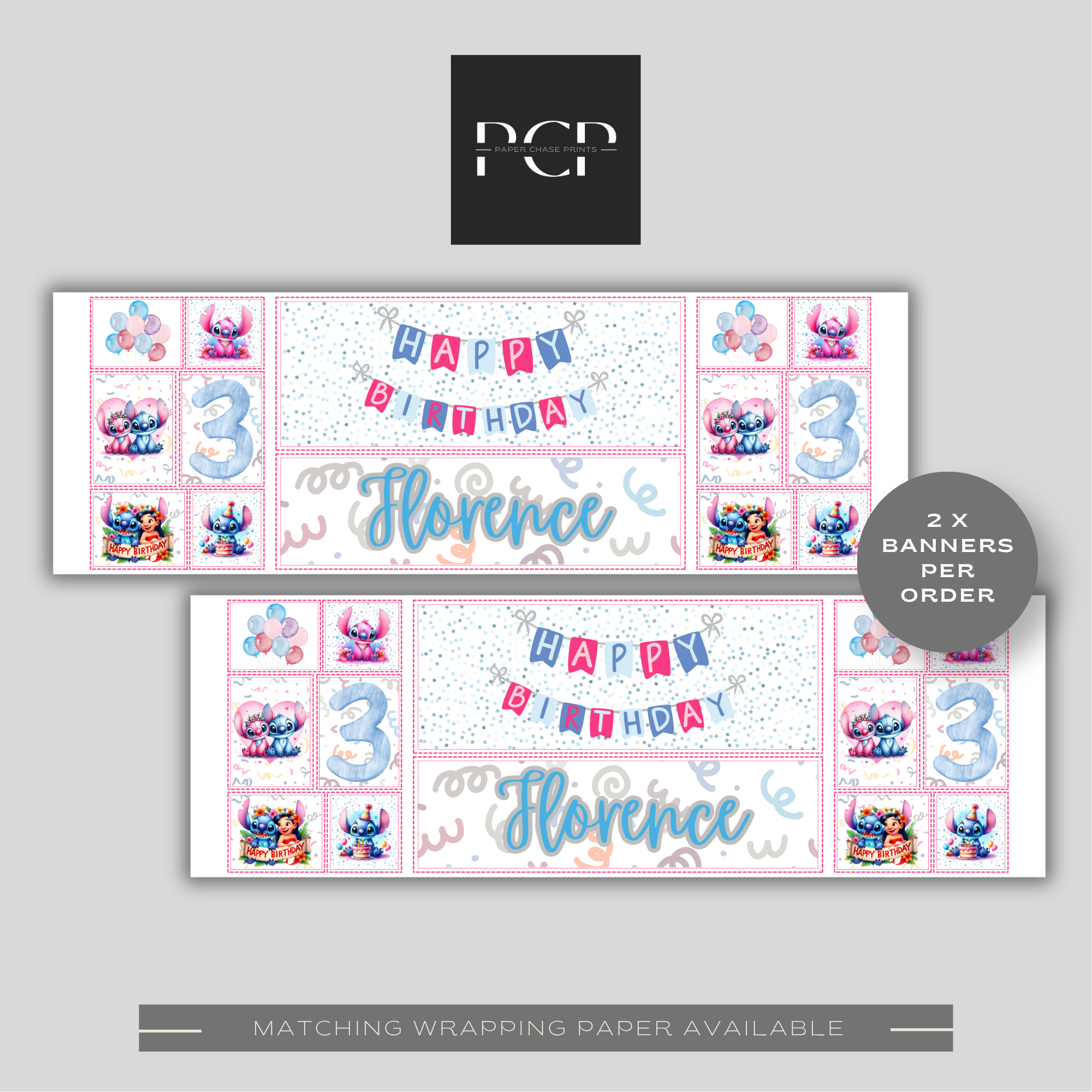 Stitch & Angel Birthday Banner