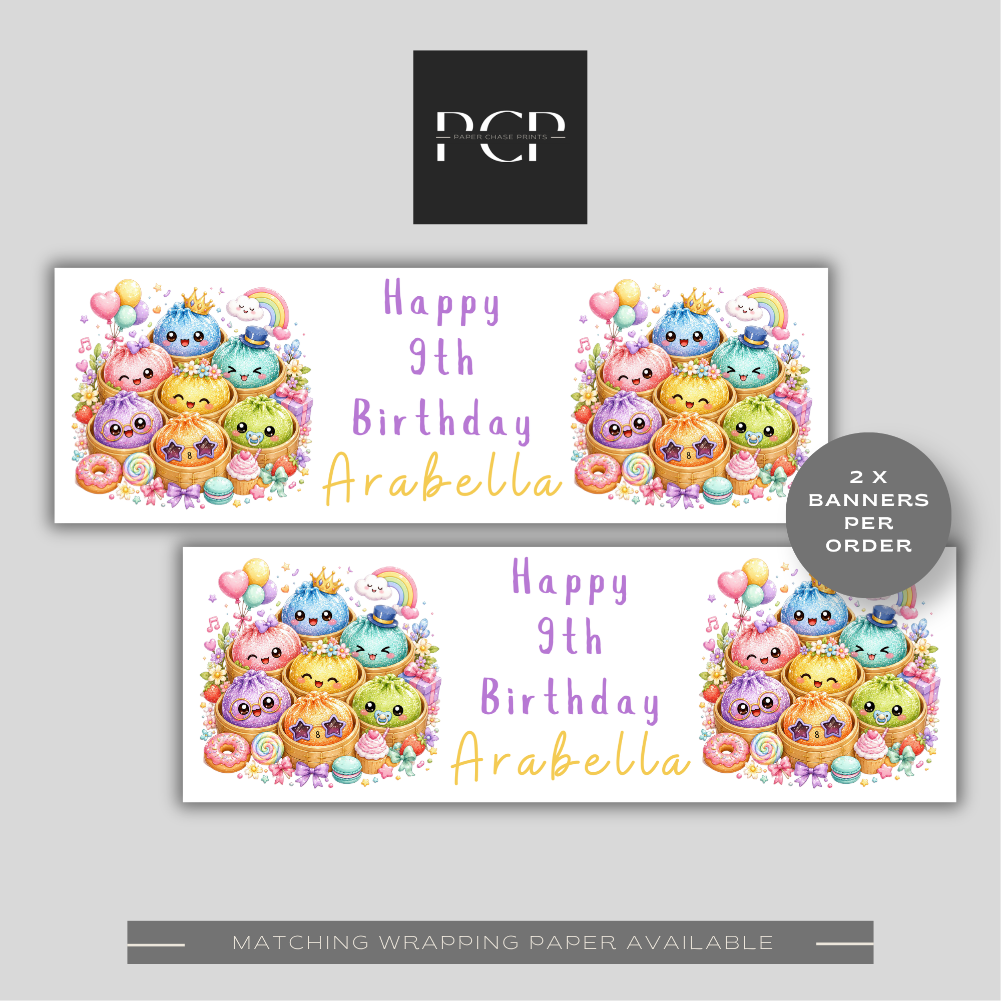 Dumpling Squishy Birthday Banner | Design 2