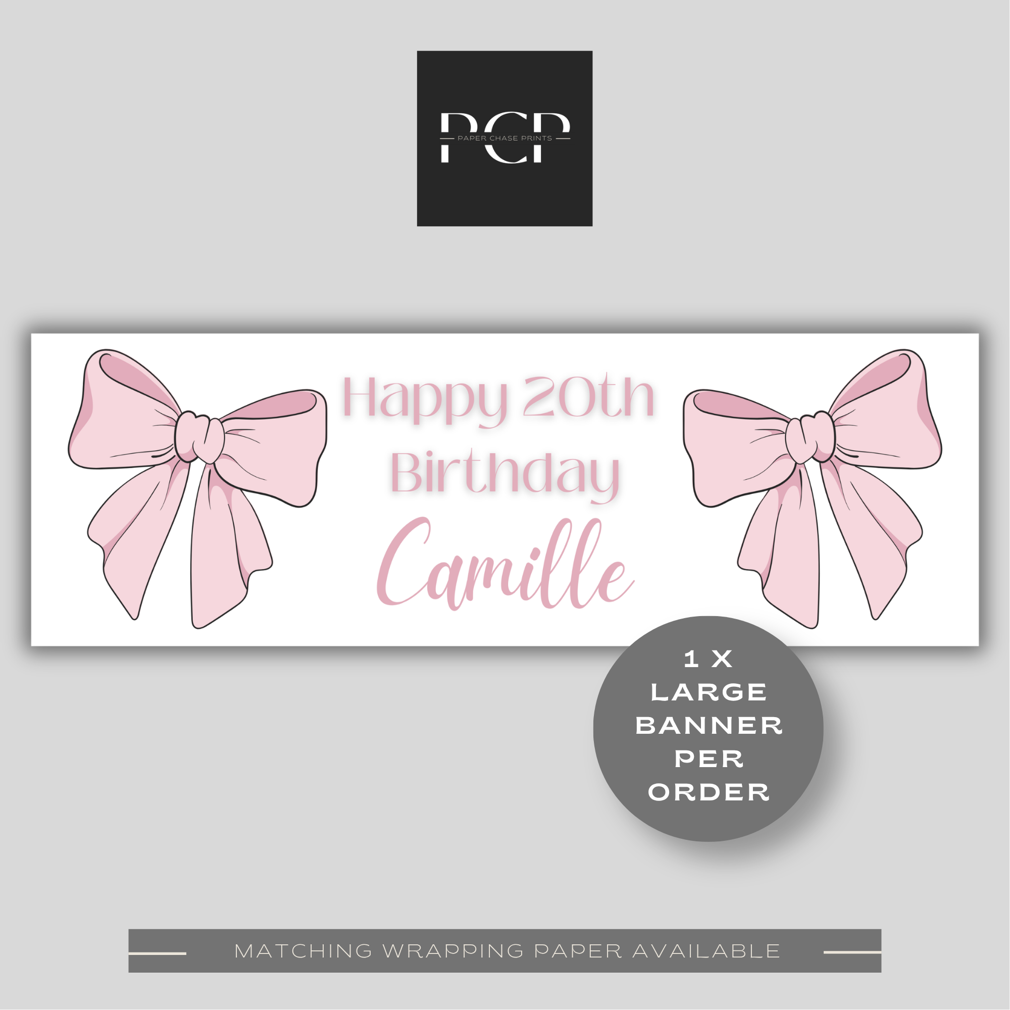 Pink Bow Birthday Banner