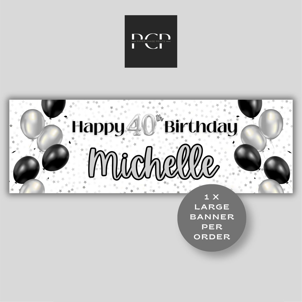 Black & Silver Balloon Birthday Banner