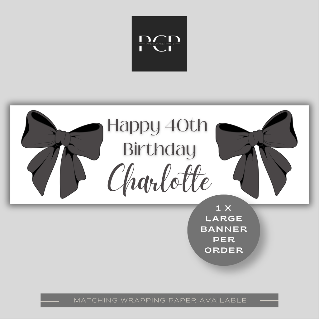 Black Bow Birthday Banner