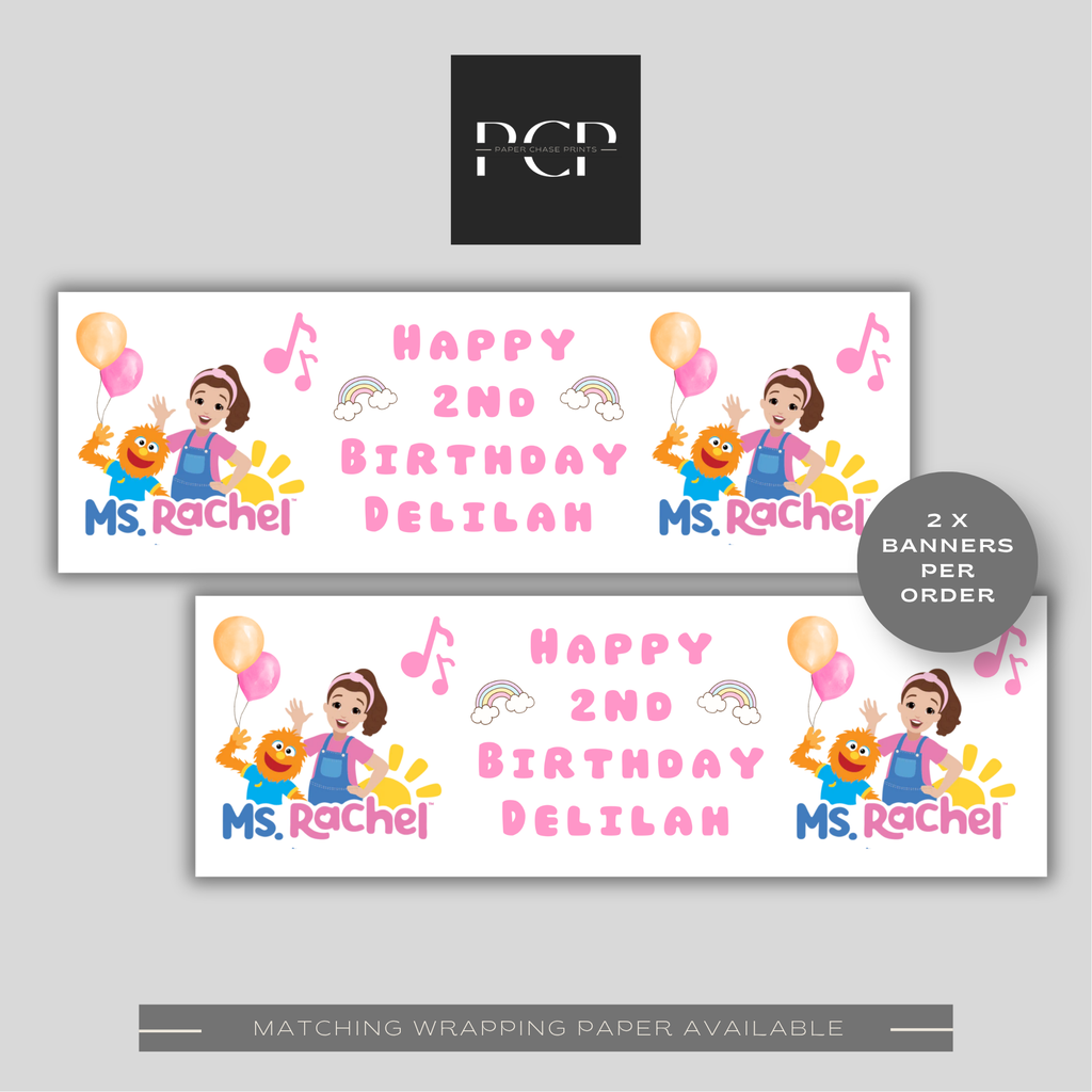 Ms Rachel Birthday Banner | Pink