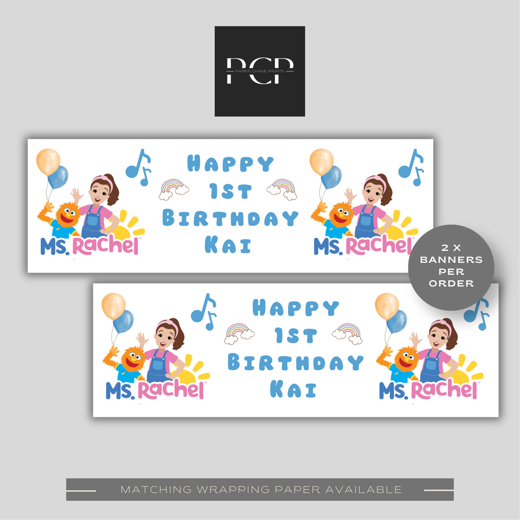 Ms Rachel Birthday Banner | Blue