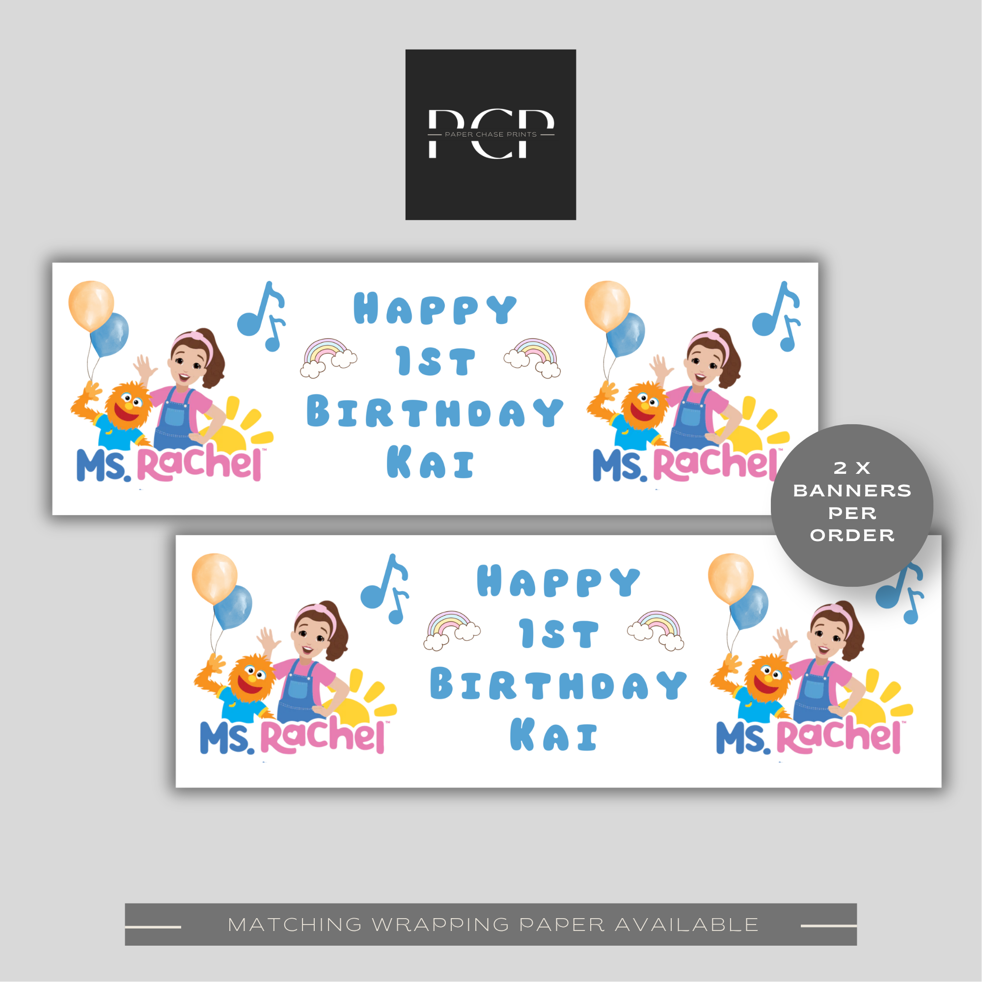 Ms Rachel Birthday Banner | Blue