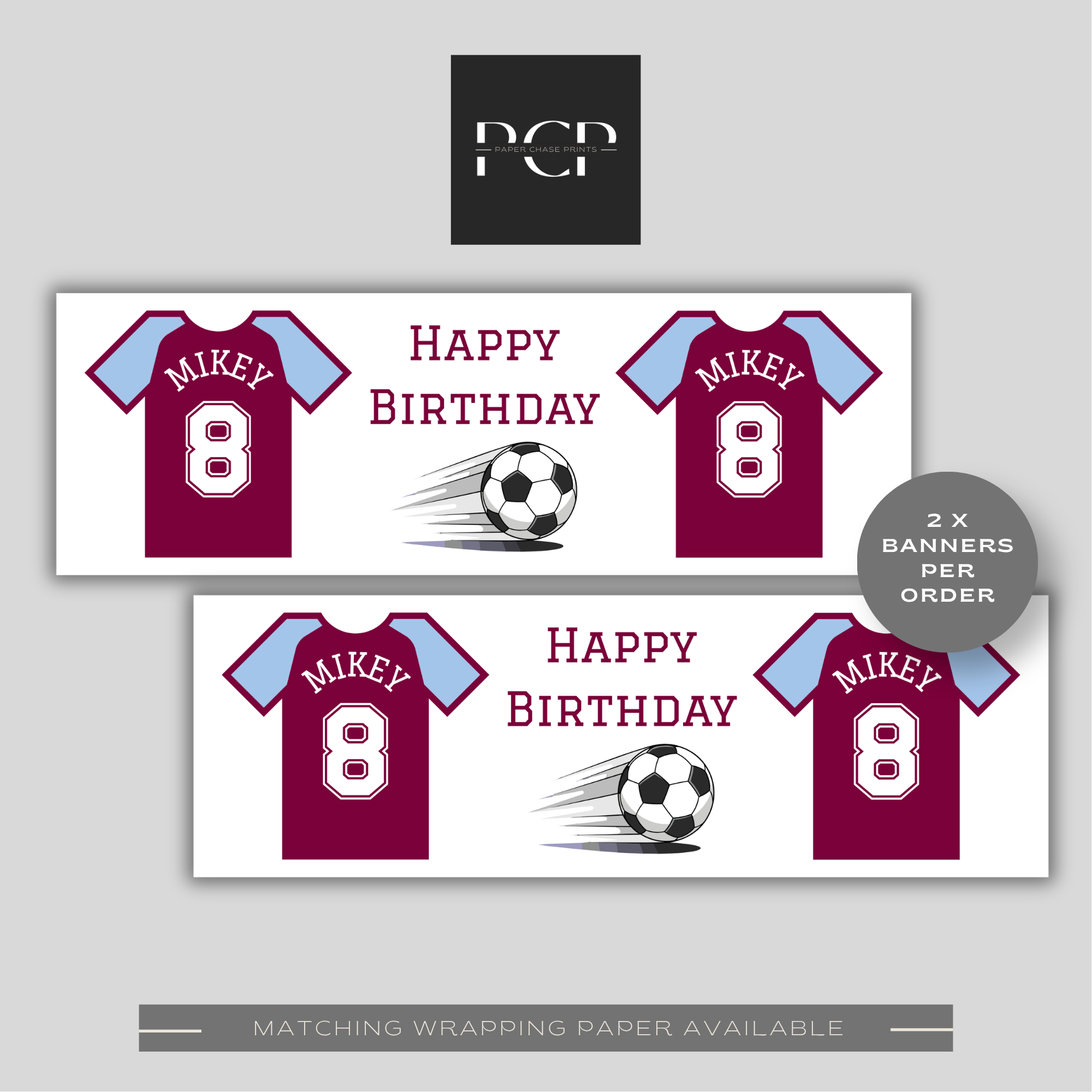 Aston Villa Football Shirt Birthday Banner
