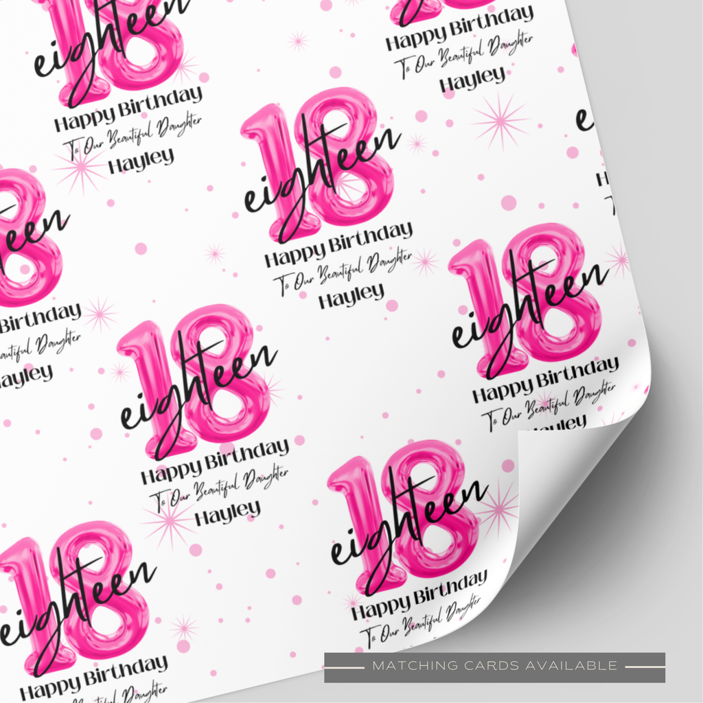 18th Birthday Pink Balloon Wrapping Paper