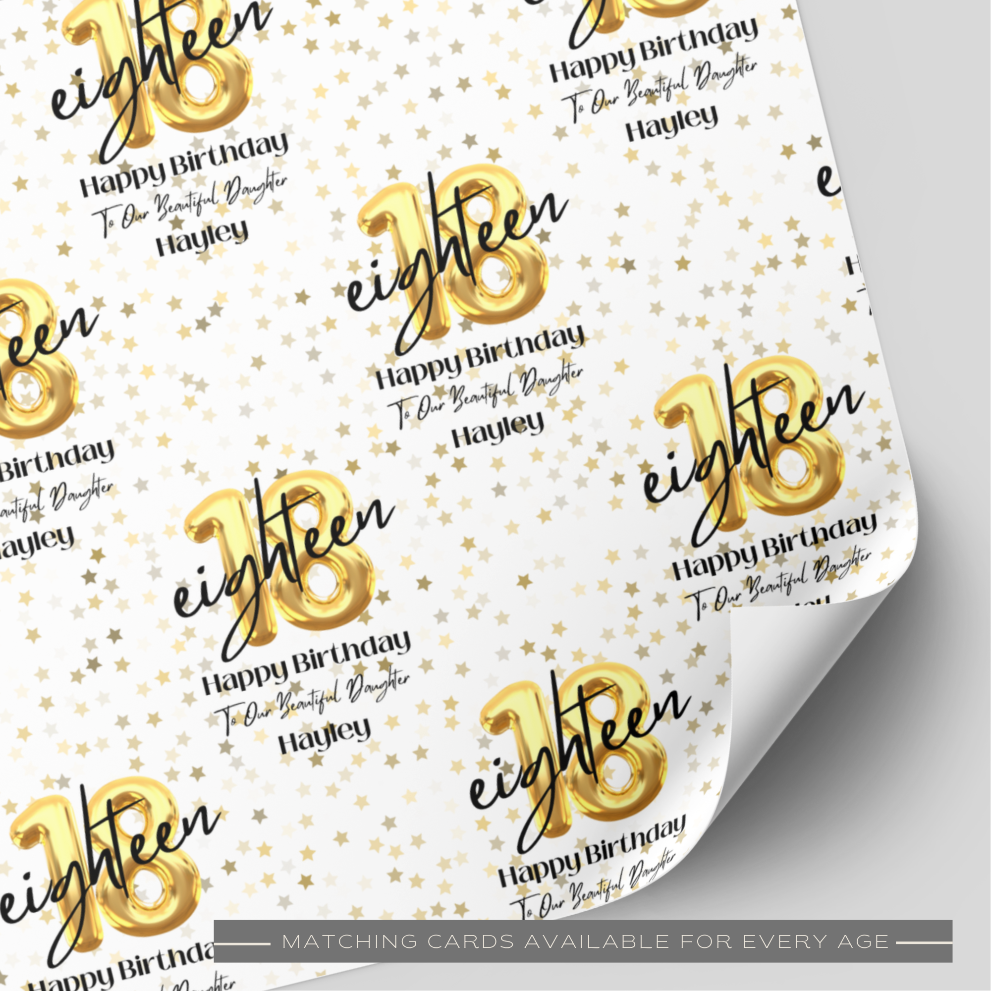 18th Birthday Gold Balloon Wrapping Paper