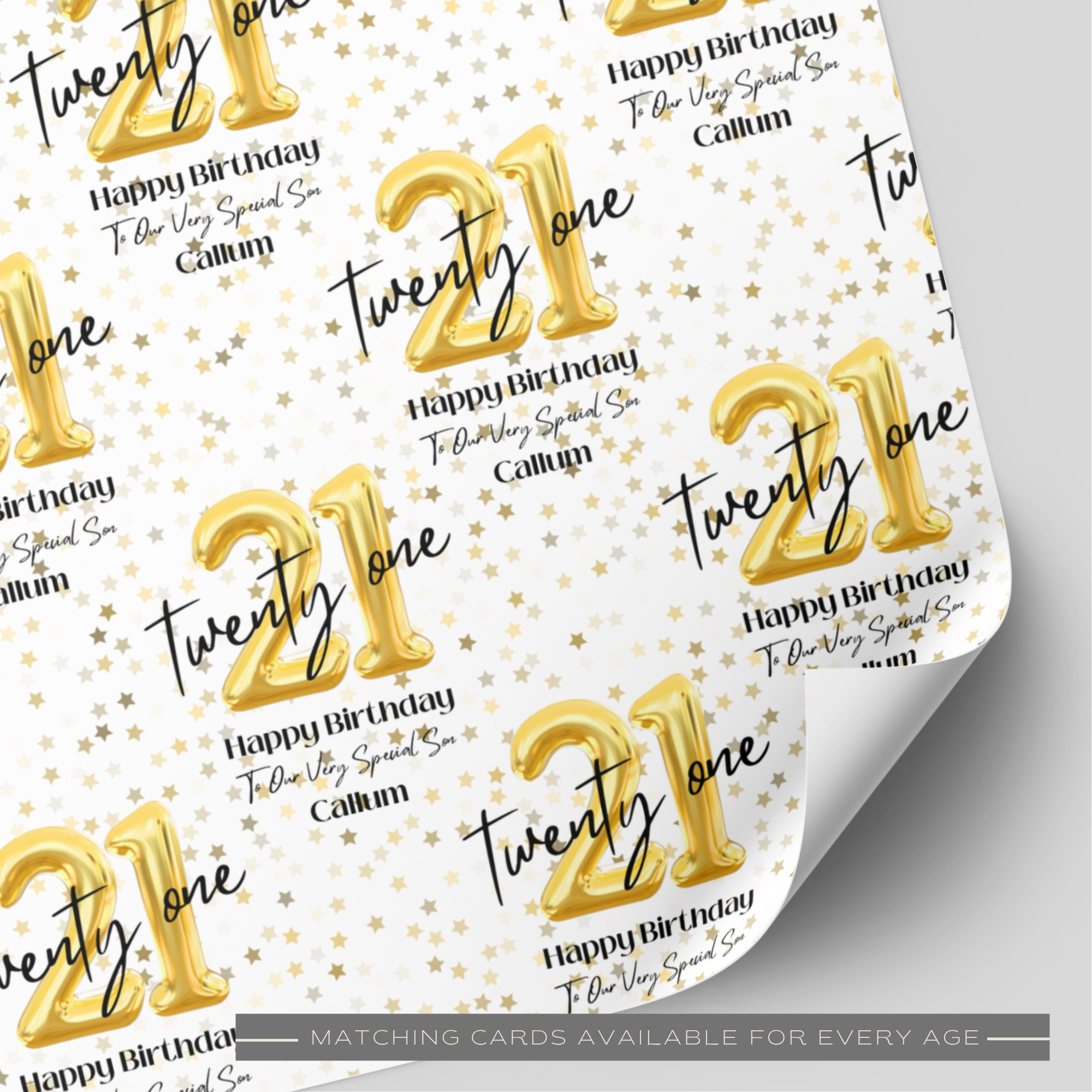 21st Birthday Gold Balloon Wrapping Paper
