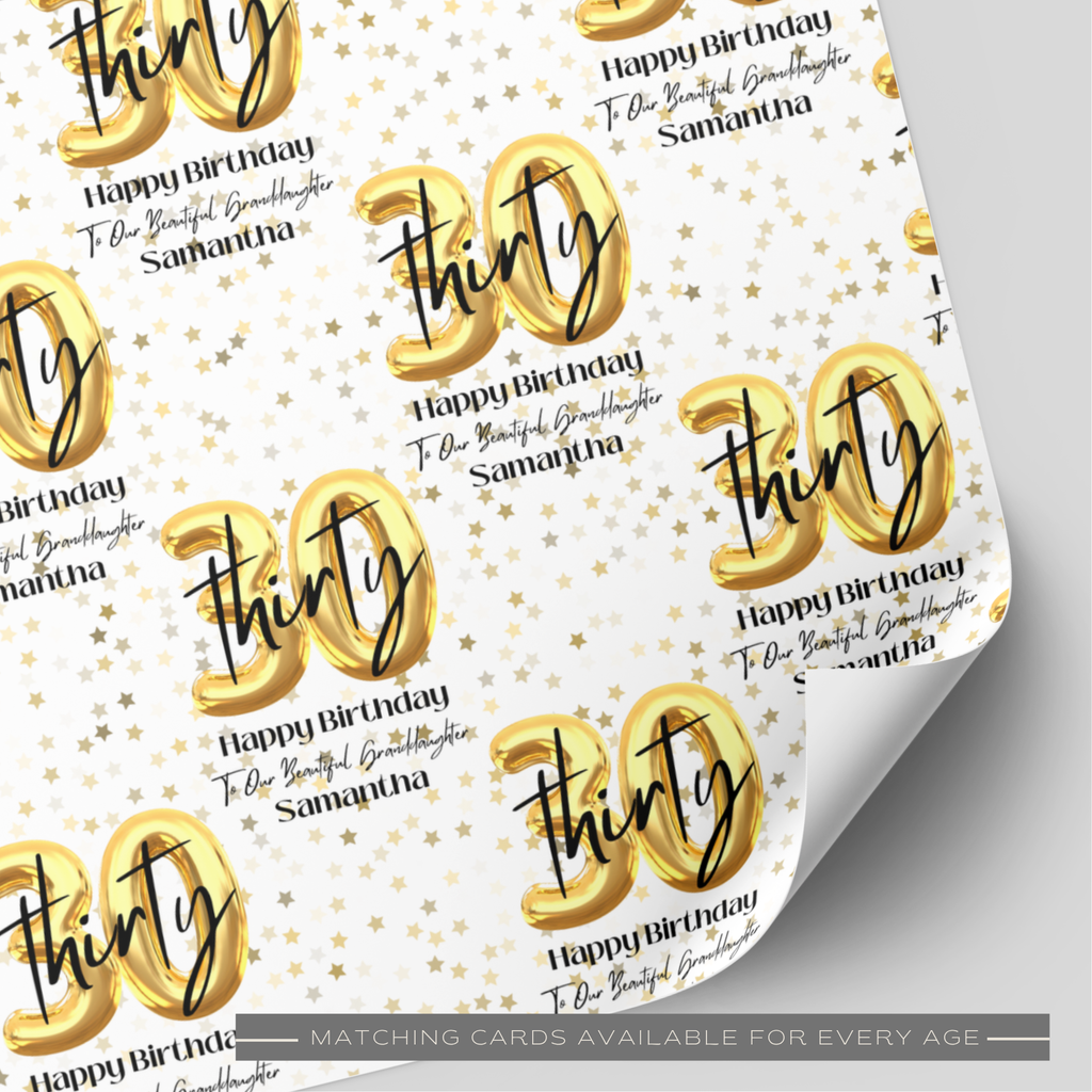 30th Birthday Gold Balloon Wrapping Paper