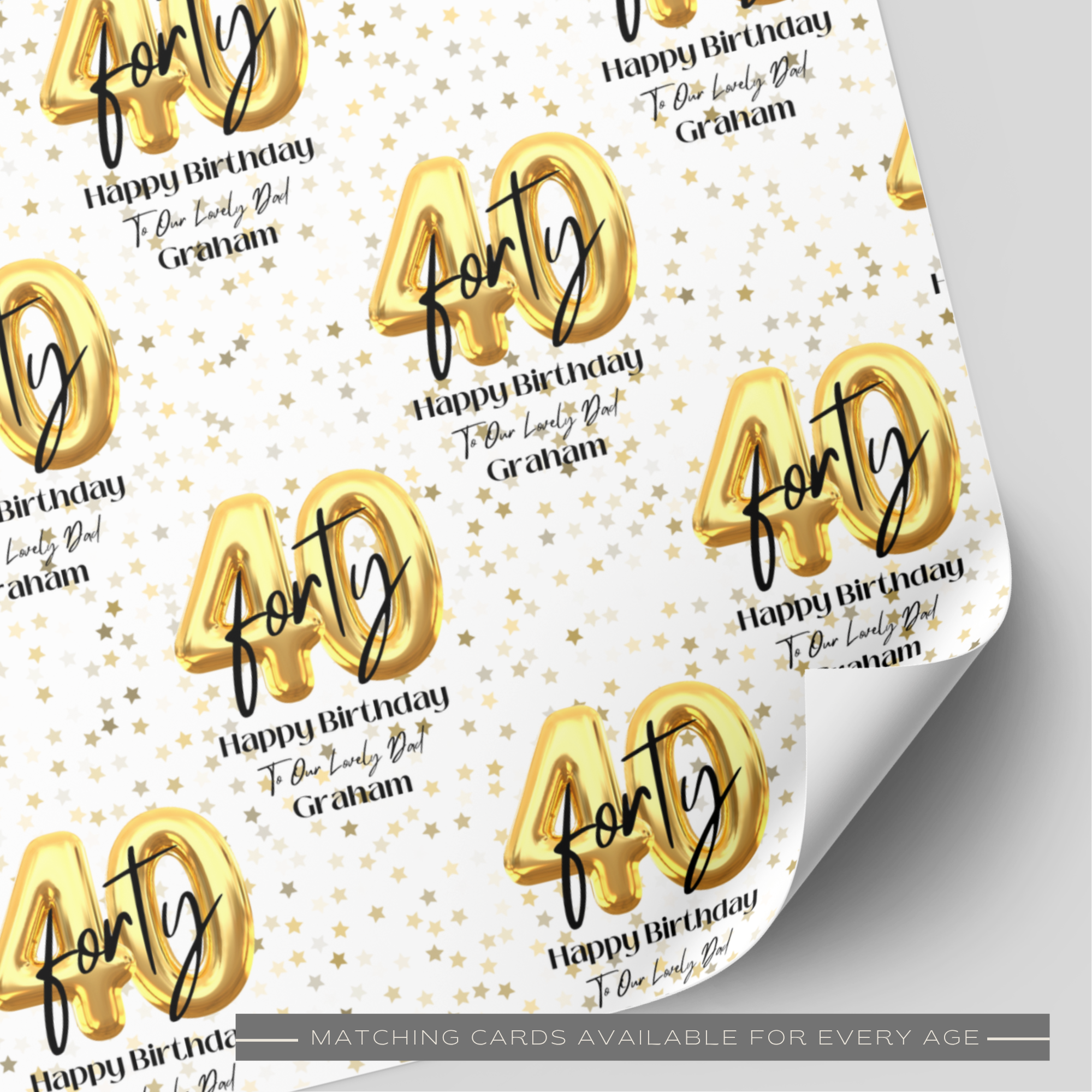40th Birthday Gold Balloon Wrapping Paper