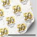 50th Birthday Gold Balloon Wrapping Paper