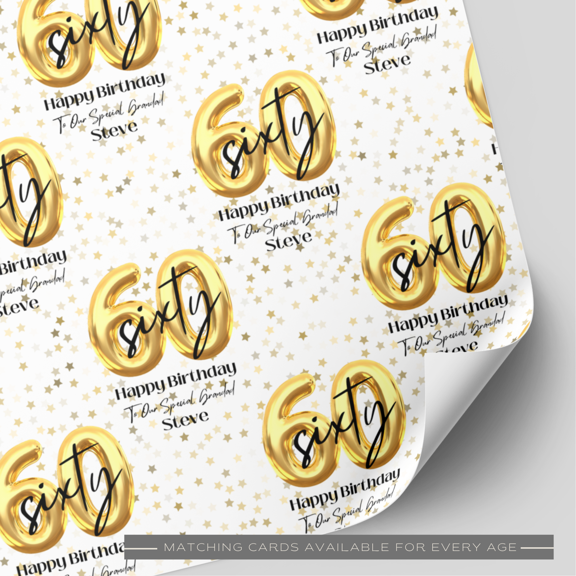 60th Birthday Gold Balloon Wrapping Paper