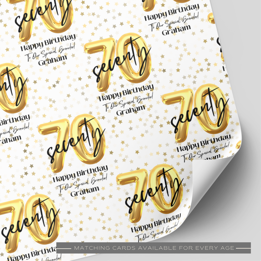 70th Birthday Gold Balloon Wrapping Paper