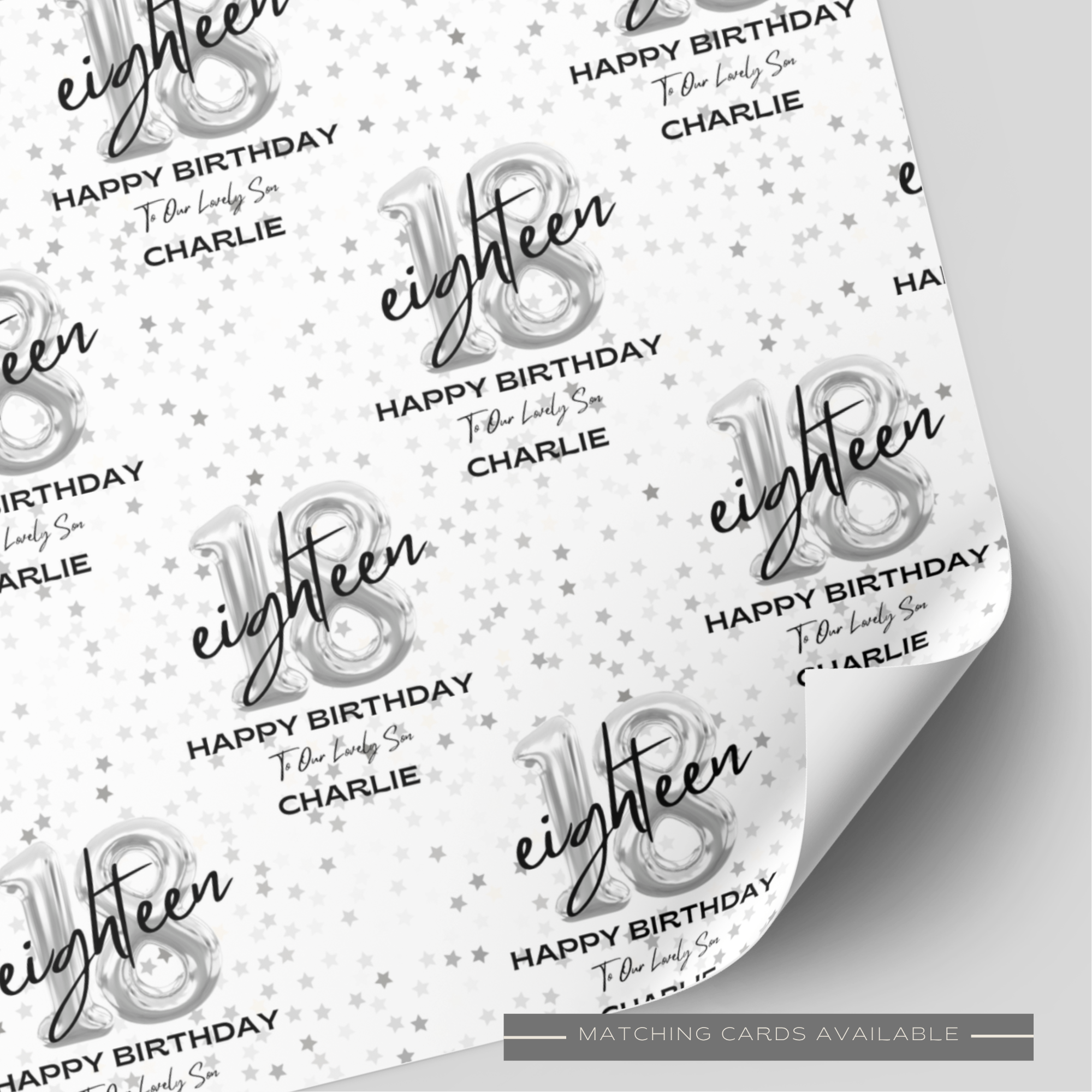 18th Birthday Silver Balloon Wrapping Paper
