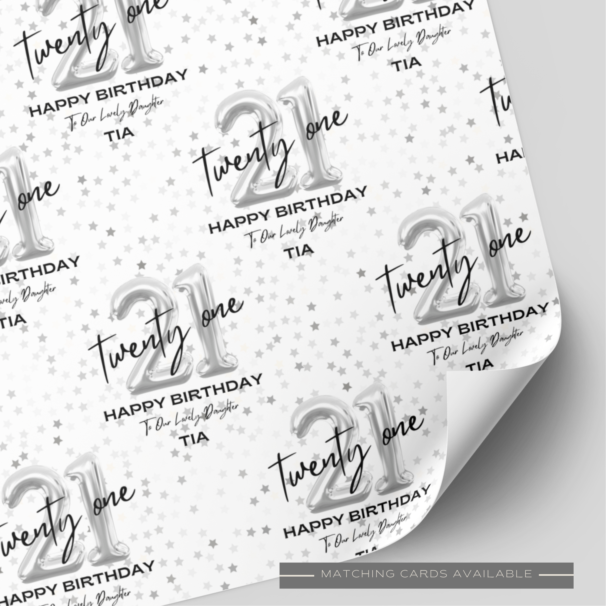 21st Birthday Silver Balloon Wrapping Paper