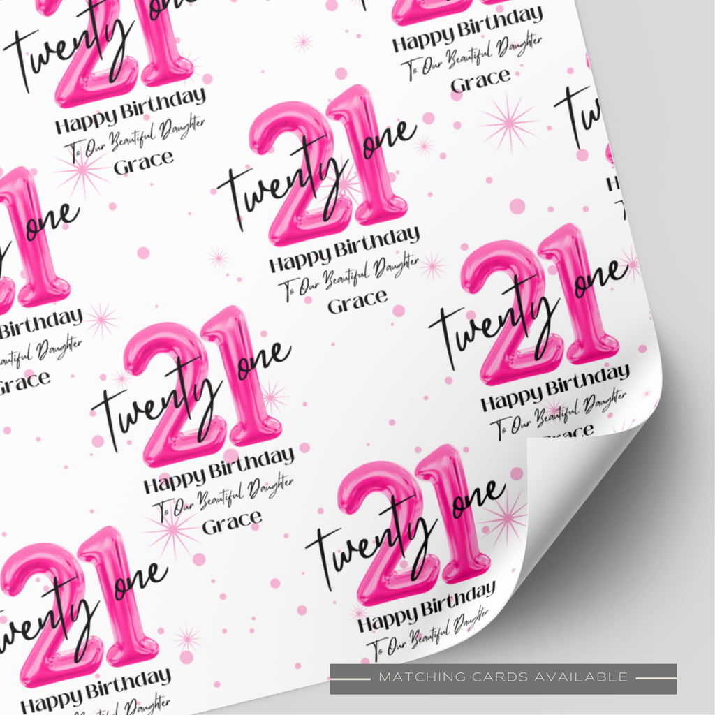 21st Birthday Pink Balloon Wrapping Paper