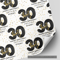 30th Birthday Black & Gold Balloon Wrapping Paper