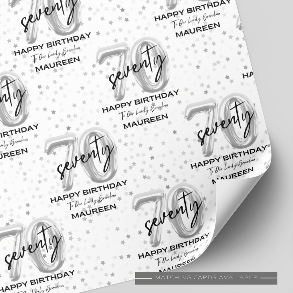 70th Birthday Silver Balloon Wrapping Paper