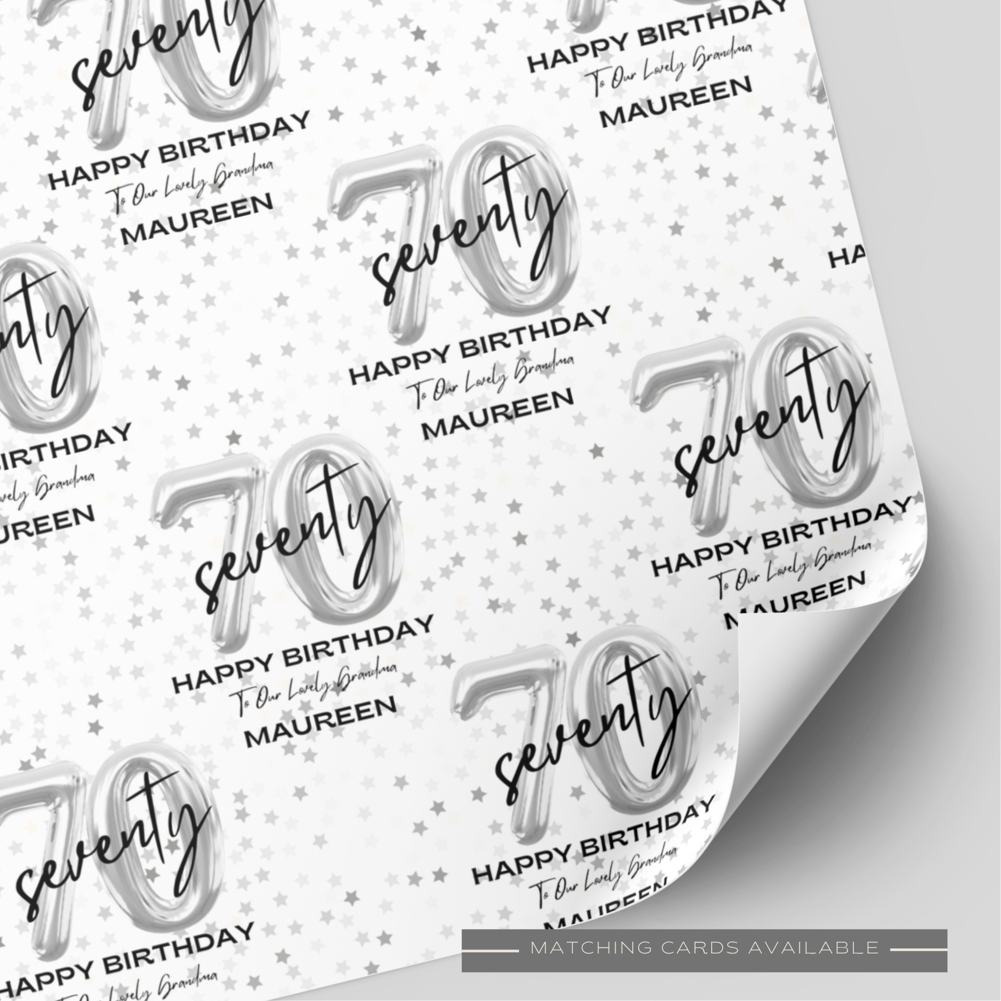 70th Birthday Silver Balloon Wrapping Paper