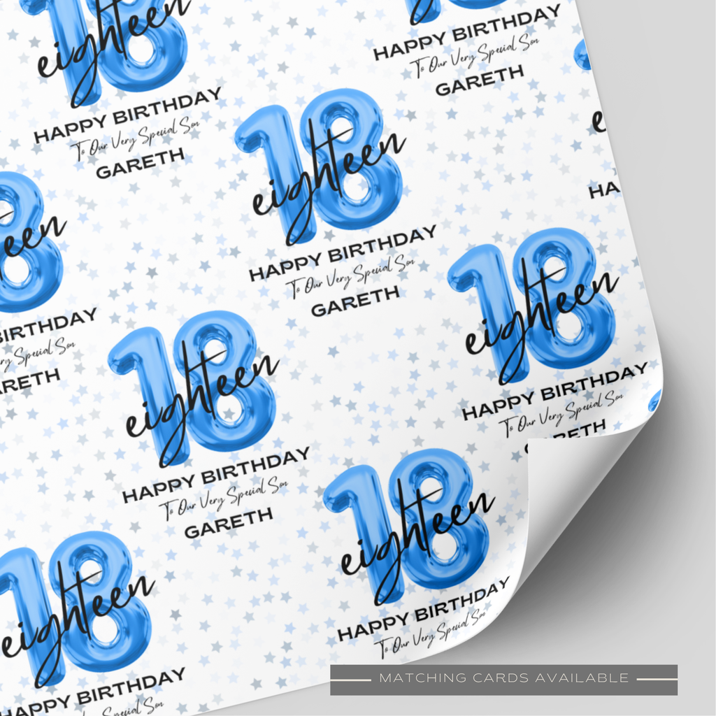 18th Birthday Blue Balloon Wrapping Paper