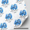 40th Birthday Blue Balloon Wrapping Paper